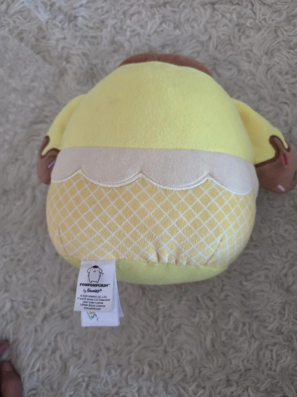 Squishmallows Yellow Puppy Plush with Orange Bow and Brown Ears